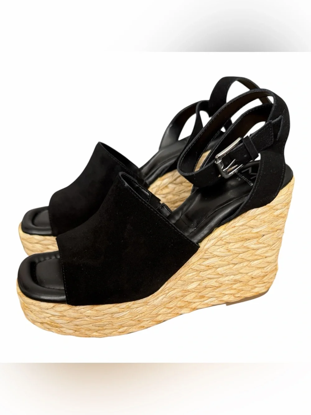 Marc Fisher Black Espadrille Wedges with Ankle Strap